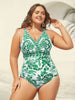 Flora™ | Two-Piece Swimsuit with Floral Pattern and Ruffled Mesh, Sarong