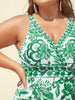 Flora™ | Two-Piece Swimsuit with Floral Pattern and Ruffled Mesh, Sarong