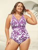 Flora™ | Two-Piece Swimsuit with Floral Pattern and Ruffled Mesh, Sarong