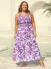 Flora™ | Two-Piece Swimsuit with Floral Pattern and Ruffled Mesh, Sarong