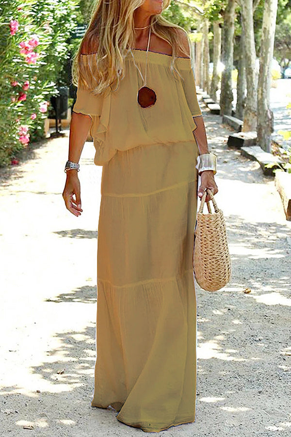 Seaside™ – Casual Off-Shoulder Maxi Dress for the Beach