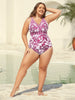 Flora™ | Two-Piece Swimsuit with Floral Pattern and Ruffled Mesh, Sarong