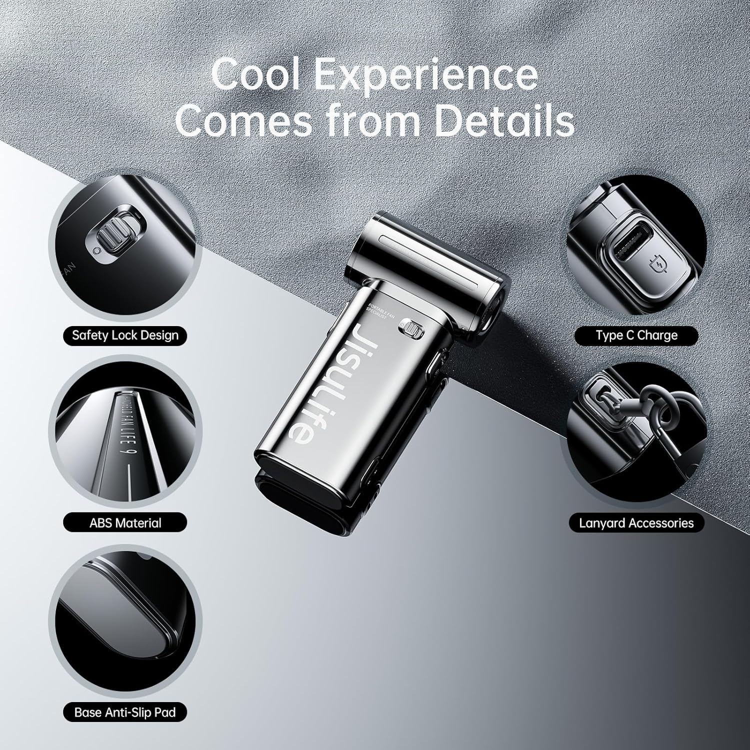 JISULIFE TurboBlitz™ | Handheld Fan – Compact, Powerful & 18h Battery Life