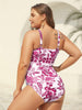 Flora™ | Two-Piece Swimsuit with Floral Pattern and Ruffled Mesh, Sarong