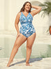 Flora™ | Two-Piece Swimsuit with Floral Pattern and Ruffled Mesh, Sarong