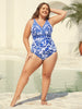 Flora™ | Two-Piece Swimsuit with Floral Pattern and Ruffled Mesh, Sarong