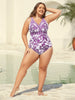 Flora™ | Two-Piece Swimsuit with Floral Pattern and Ruffled Mesh, Sarong