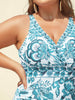 Flora™ | Two-Piece Swimsuit with Floral Pattern and Ruffled Mesh, Sarong