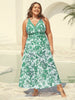 Flora™ | Two-Piece Swimsuit with Floral Pattern and Ruffled Mesh, Sarong