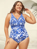 Flora™ | Two-Piece Swimsuit with Floral Pattern and Ruffled Mesh, Sarong