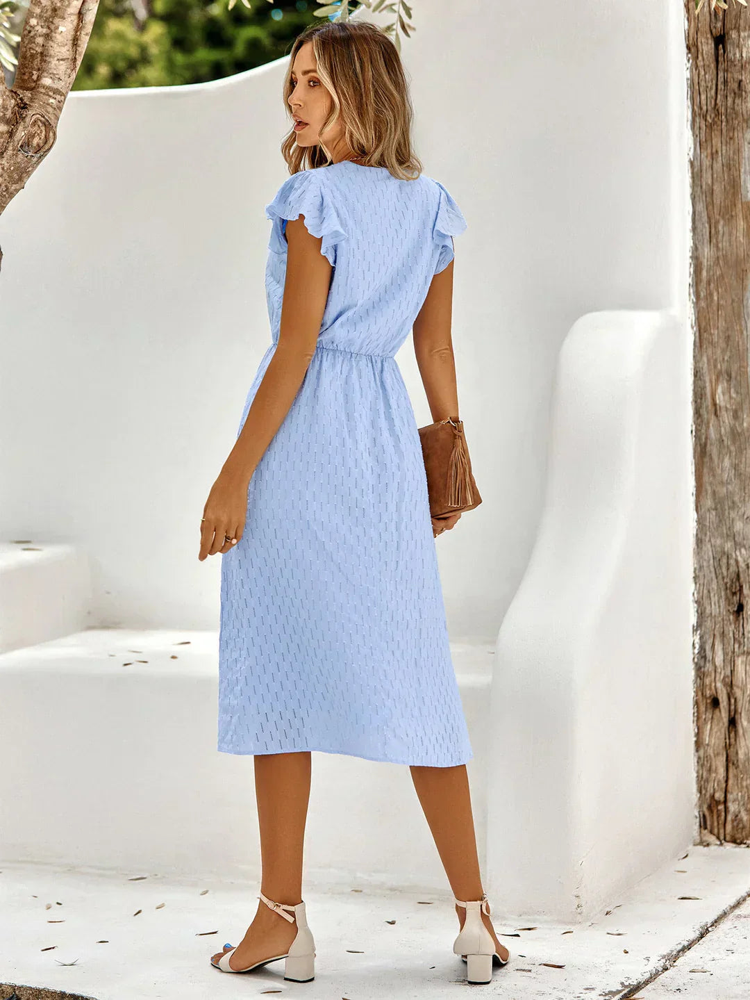 Iskaris – Elegant Cotton Dress with Flouncy Sleeves