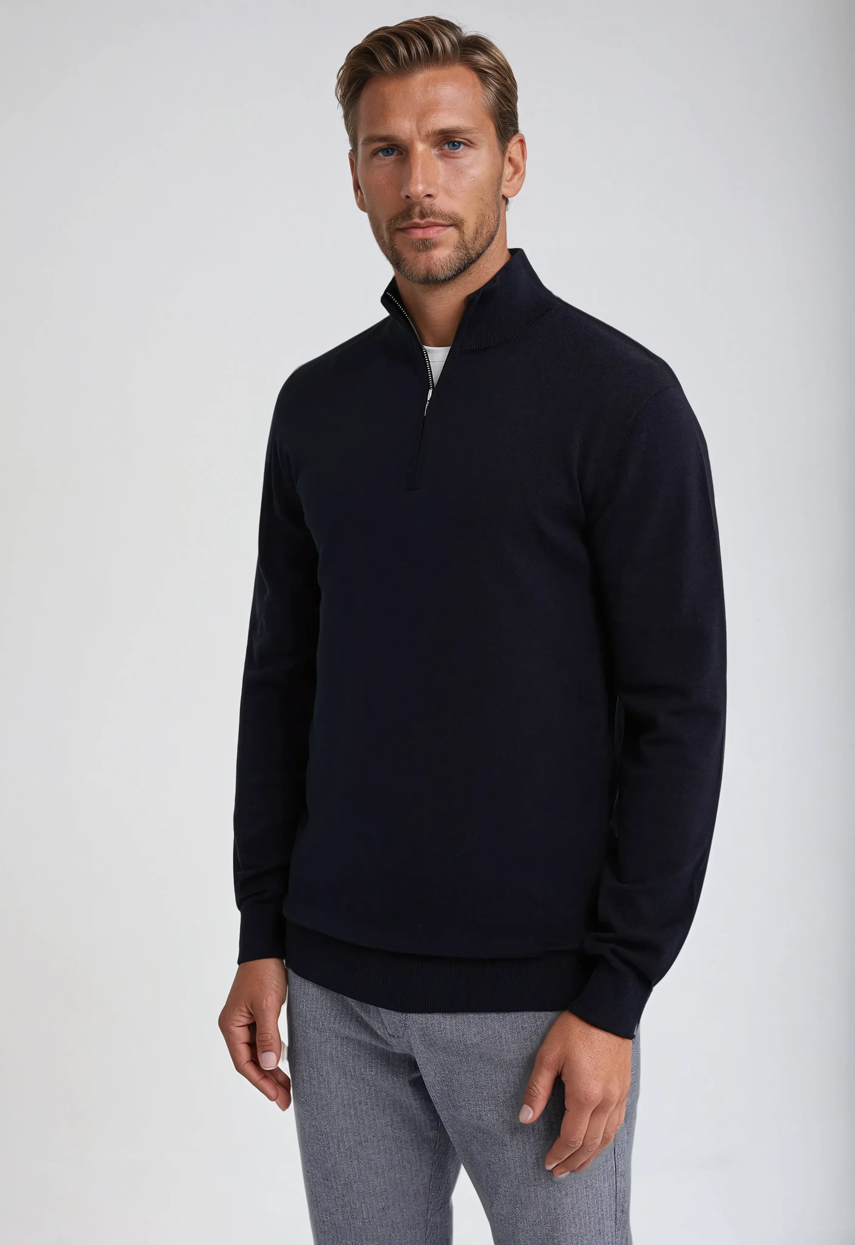 Essential Half-Zip Pullover - Navy Blue