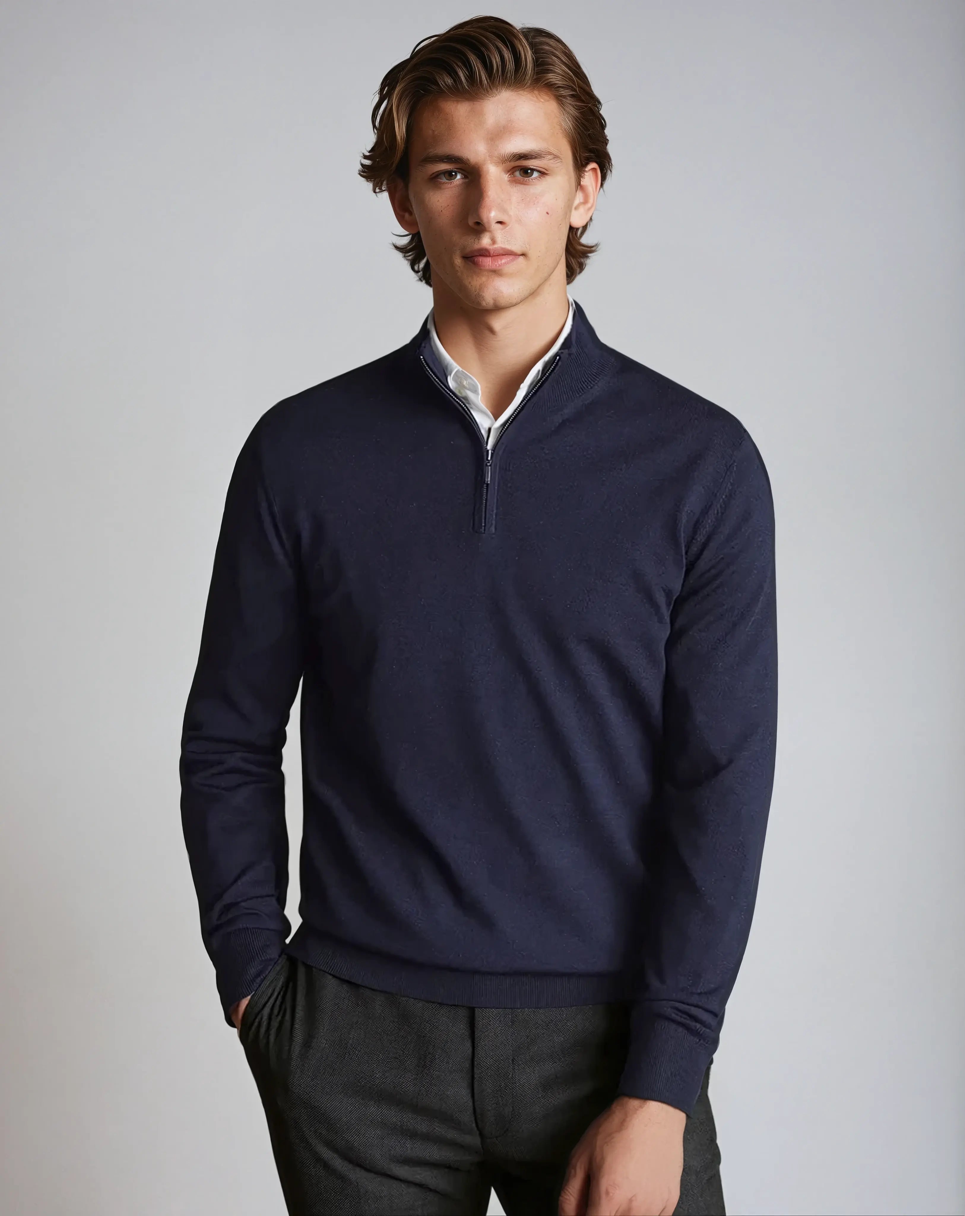 Essential Half-Zip Pullover - Navy Blue