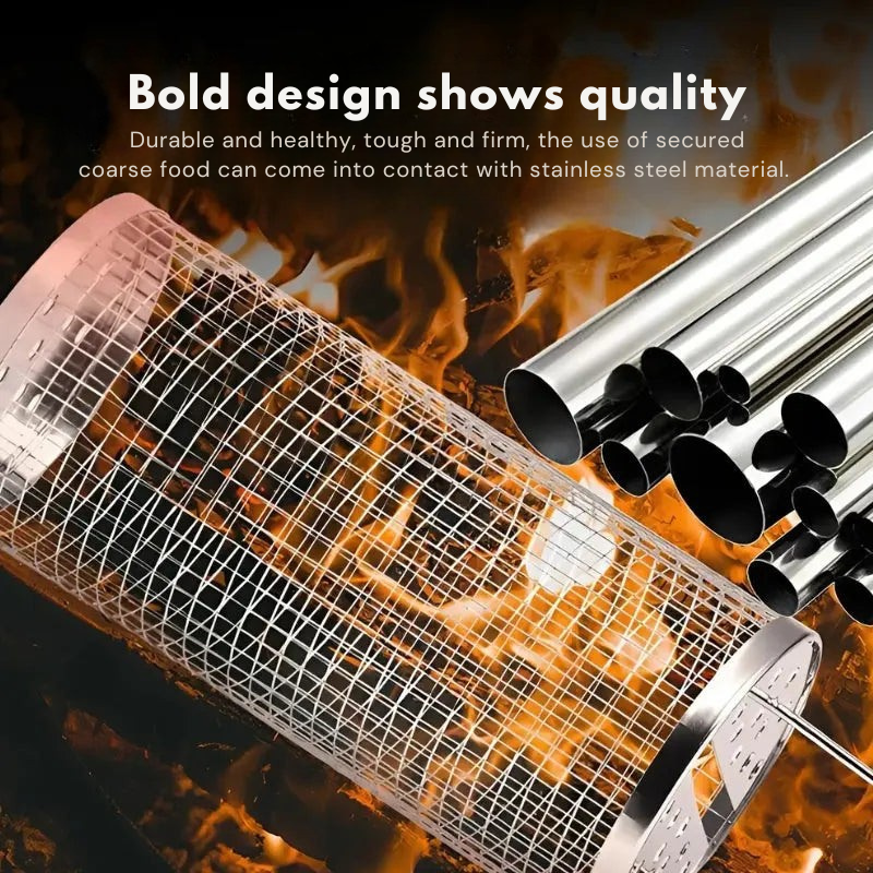 GrillTwist™ | Rotating Grill Basket for Effortless and Even Cooking
