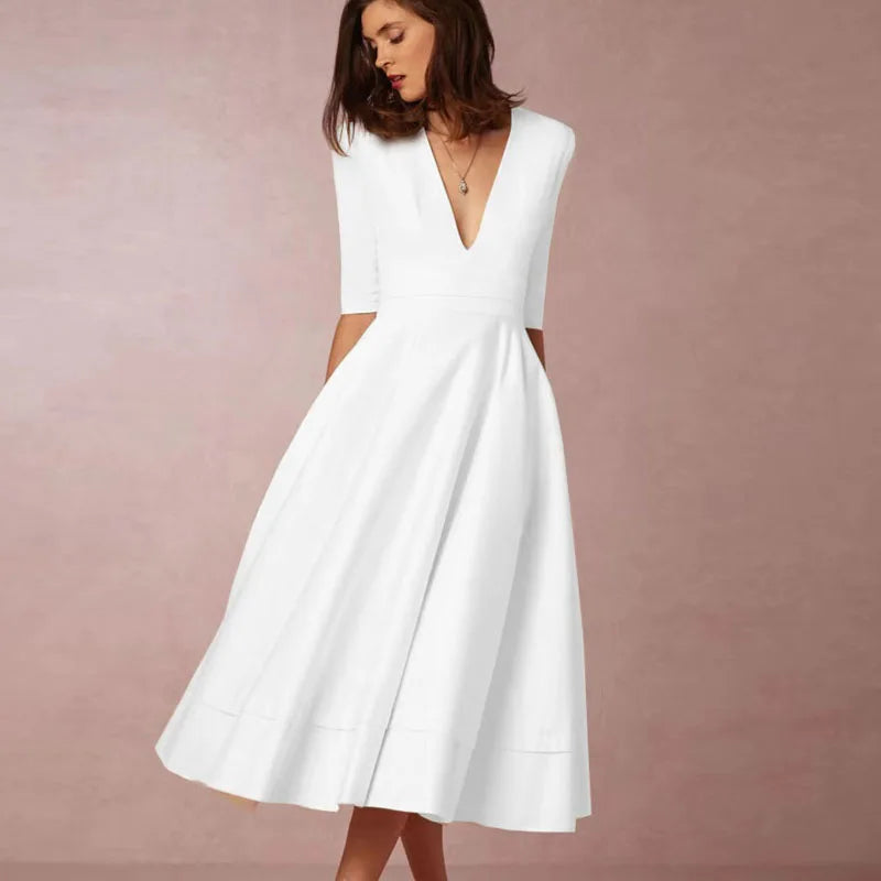 Azmira – Elegant A-Line Midi Dress