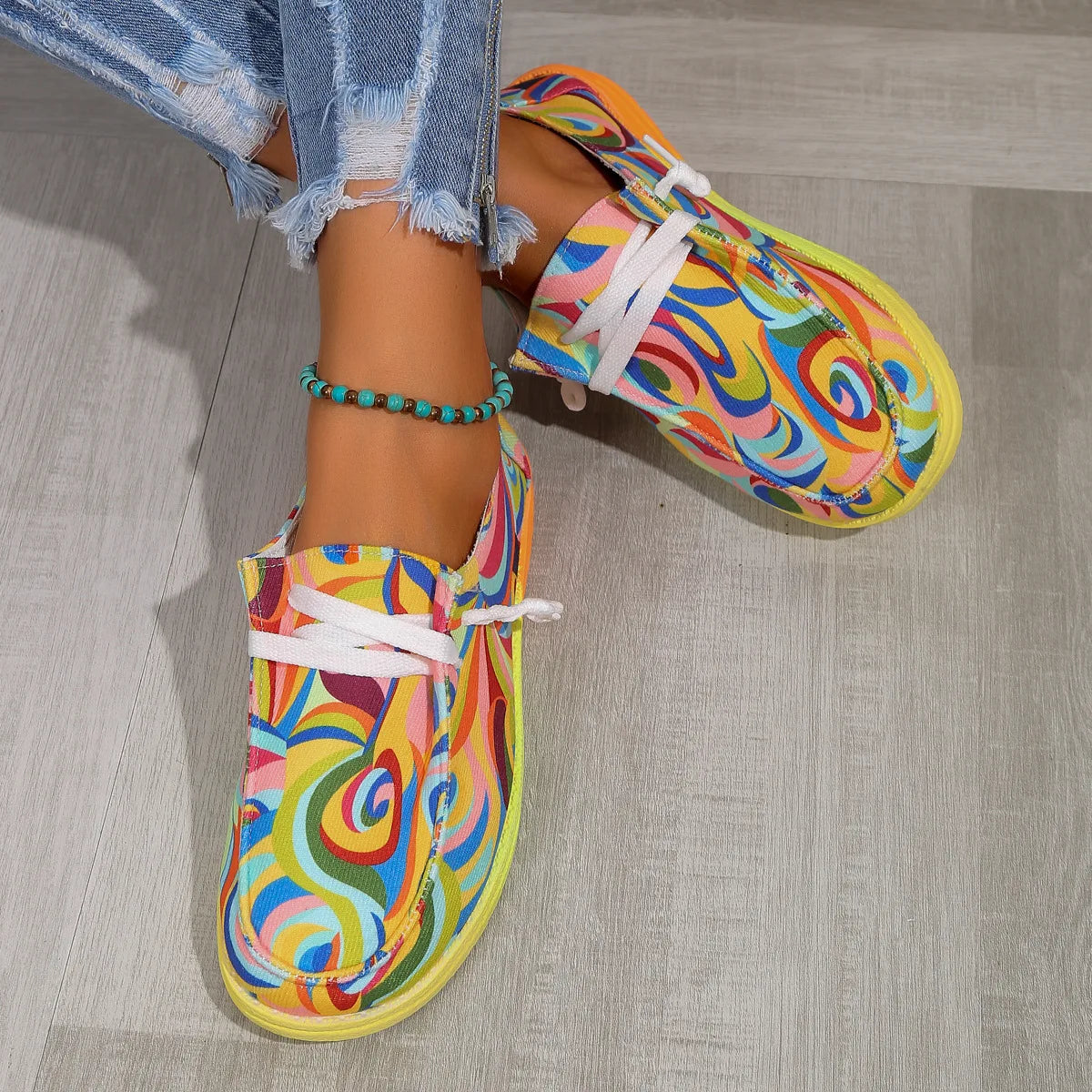 Kenna - Ethnic Rainbow Canvas Gloves