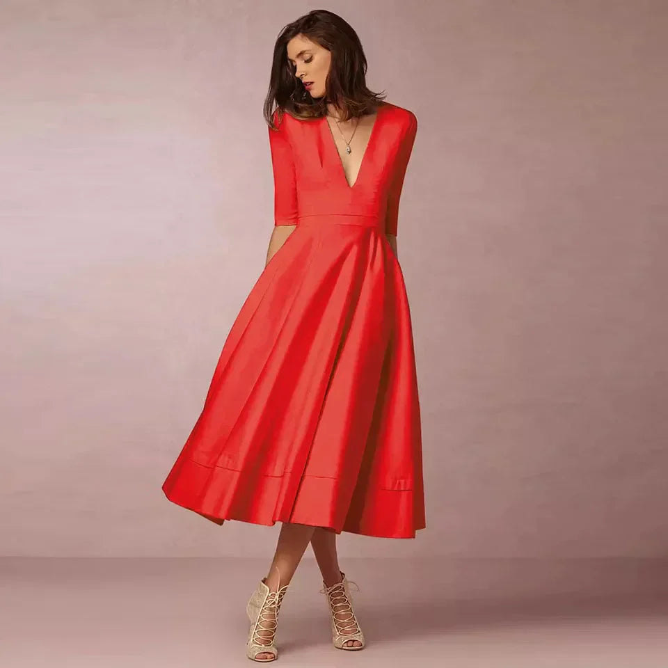 Azmira – Elegant A-Line Midi Dress