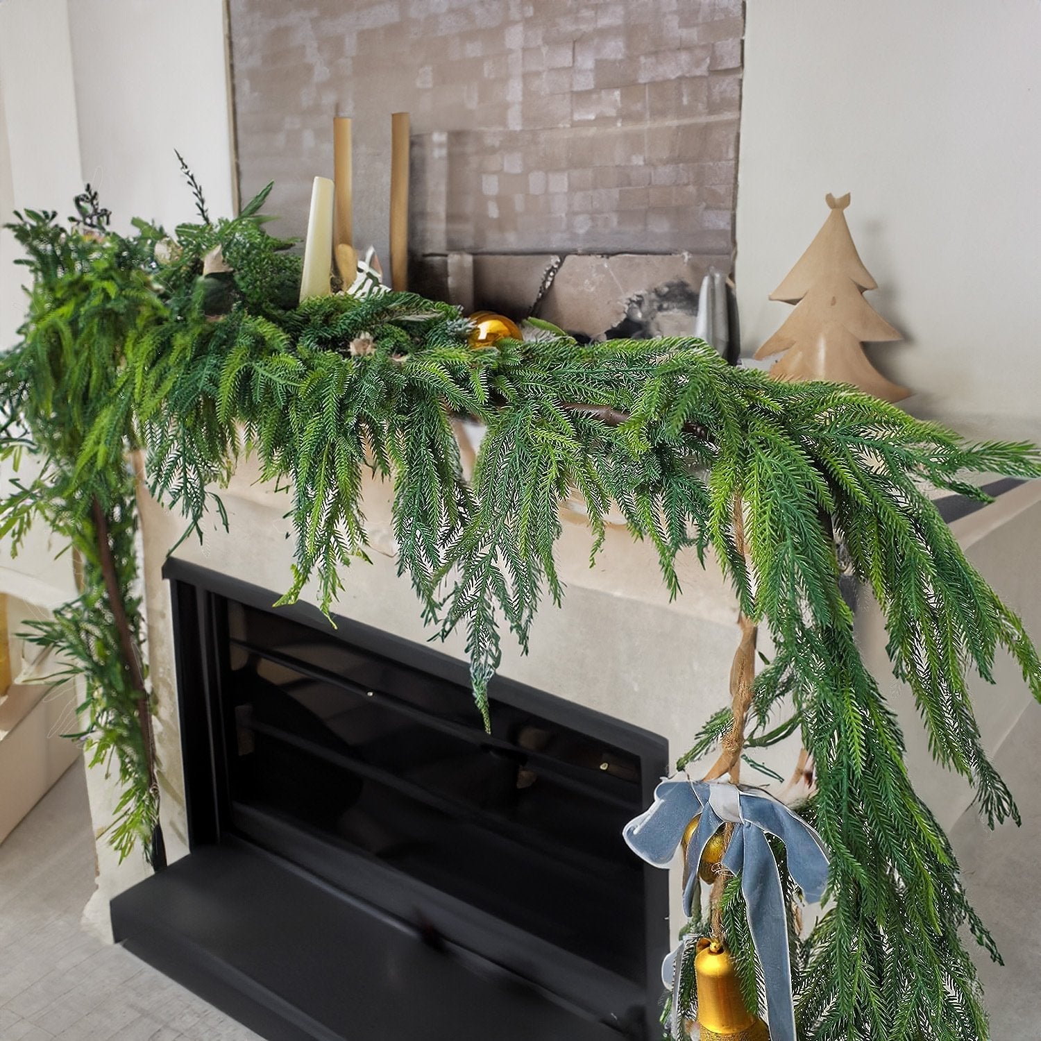 Natural Christmas Greenery Norfolk Pine Branch