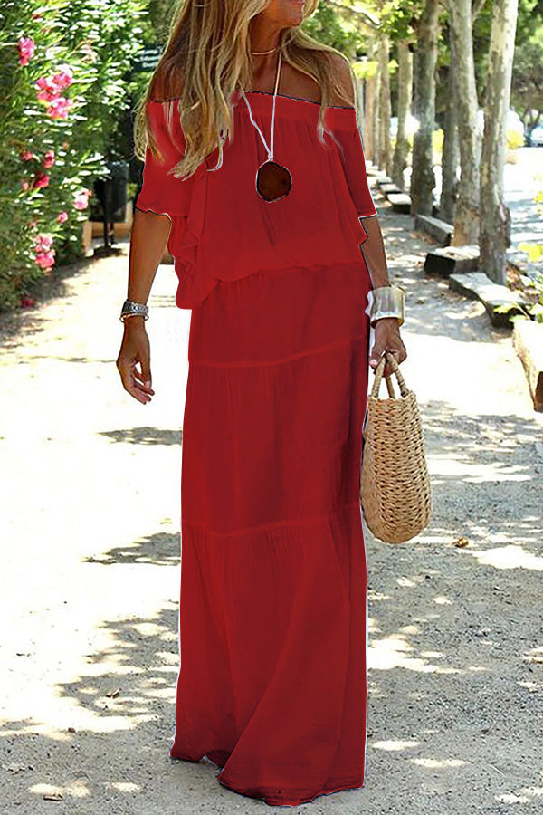Seaside™ – Casual Off-Shoulder Maxi Dress for the Beach