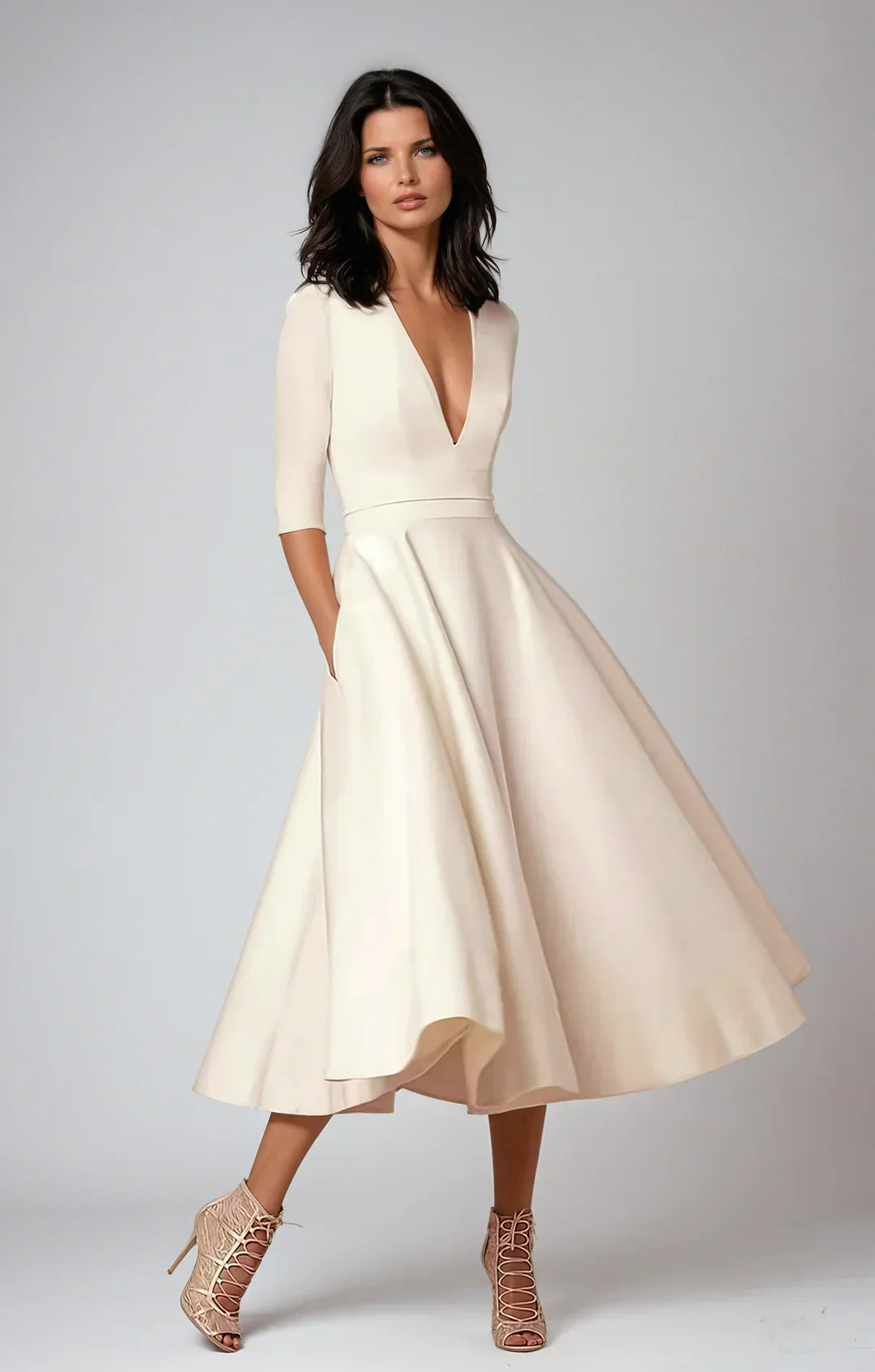 Azmira – Elegant A-Line Midi Dress