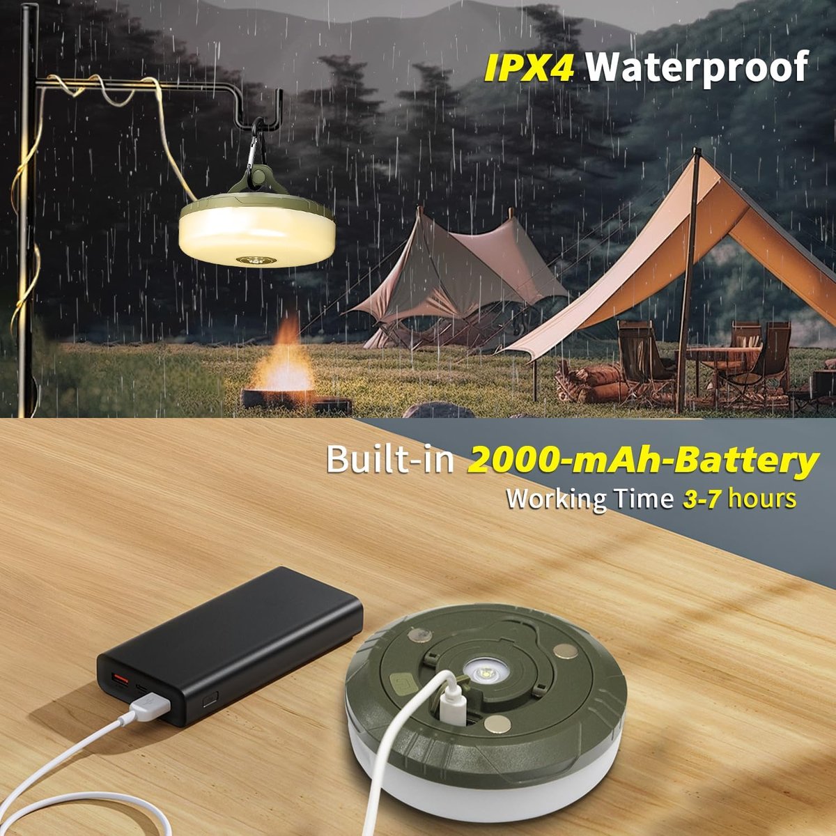 Lumenova® – Your Smart Outdoor Companion | 4-in-1 Camping Light with RGB Light Chain & Power Bank