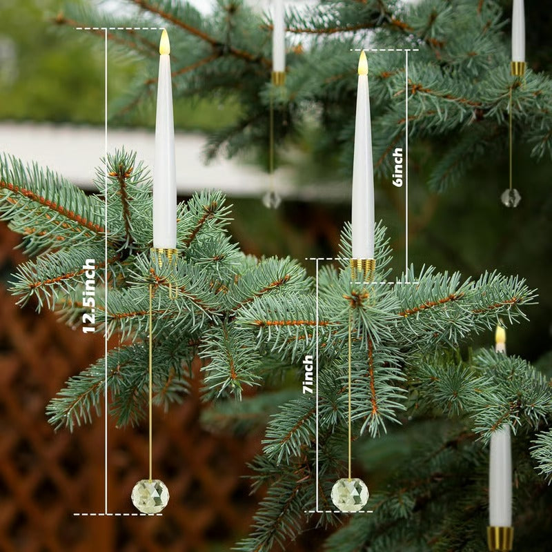 LED Tree Candles with Crystal Ball – Warm, Realistic Holiday Glow