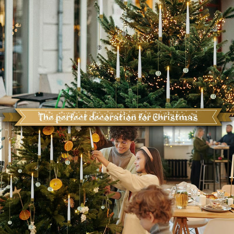 LED Tree Candles with Crystal Ball – Warm, Realistic Holiday Glow