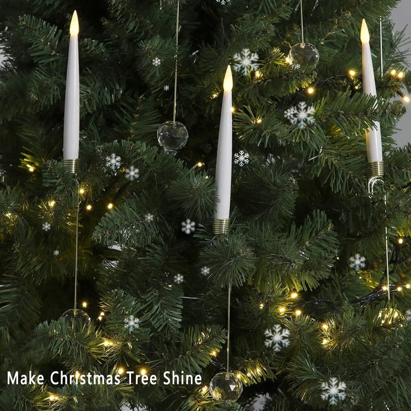 LED Tree Candles with Crystal Ball – Warm, Realistic Holiday Glow