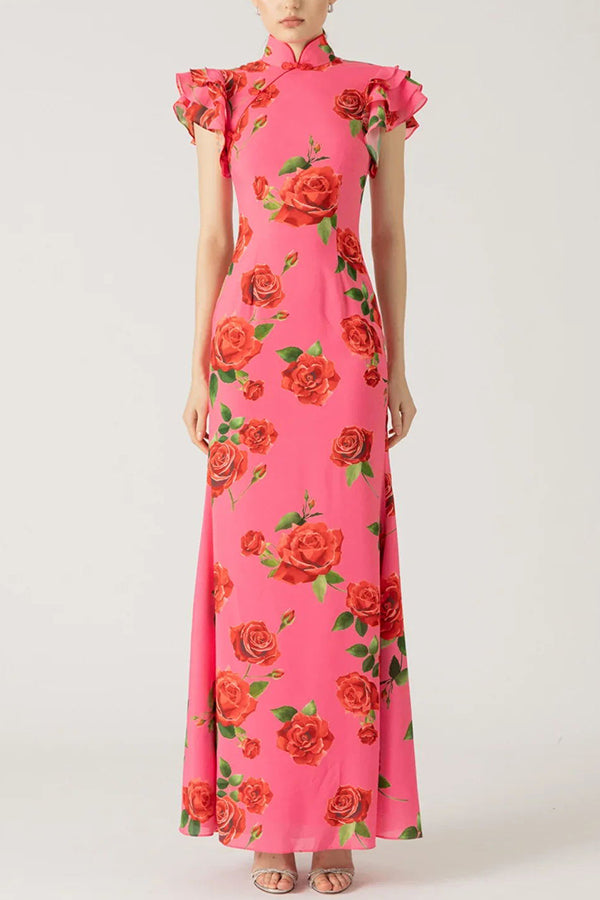 Lenia™ – Modern Dress with High Collar and Flared Sleeves