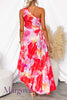 Margovil™ | One-Shoulder Maxi Dress with Pleats and Print
