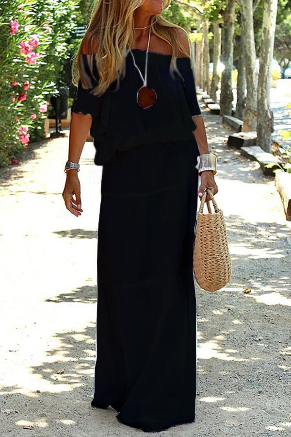 Seaside™ – Casual Off-Shoulder Maxi Dress for the Beach