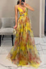 Giselle™ – Floral Maxi Dress with Cut-Out Waist and Tulle Skirt