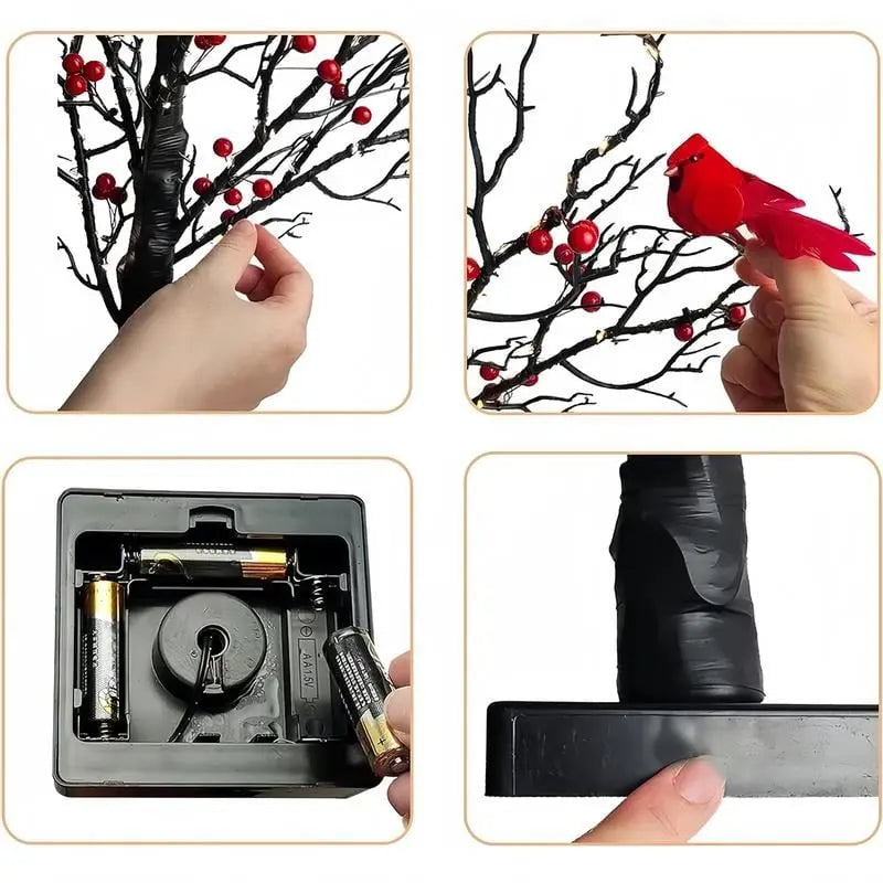 Vintage light tree with cardinals — Brings warm atmosphere to your home