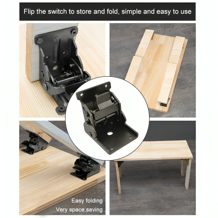 90-Degree Self-Locking Foldable Furniture Fittings made of Steel (x2)