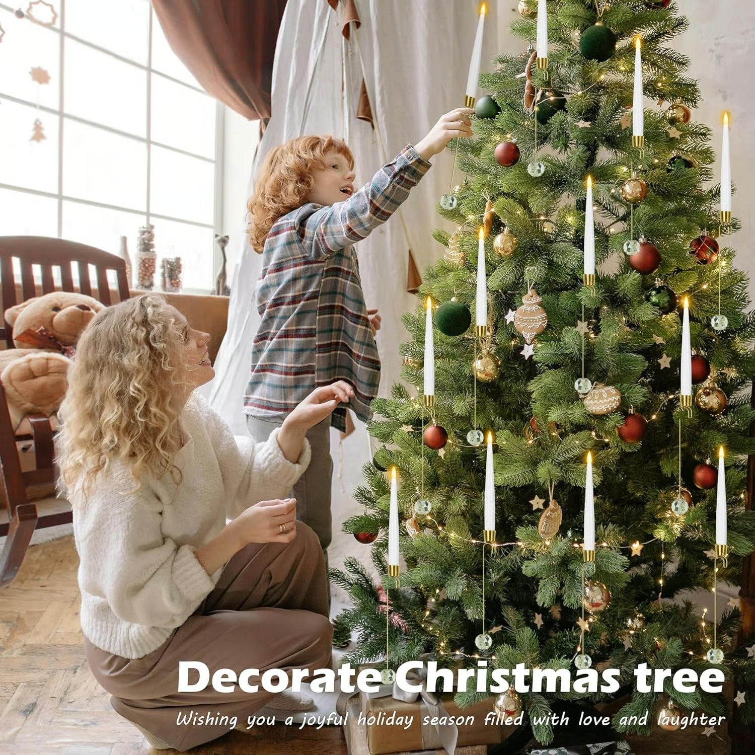 LED Tree Candles with Crystal Ball – Warm, Realistic Holiday Glow