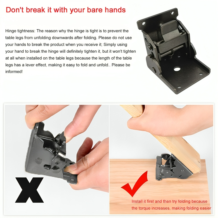 90-Degree Self-Locking Foldable Furniture Fittings made of Steel (x2)