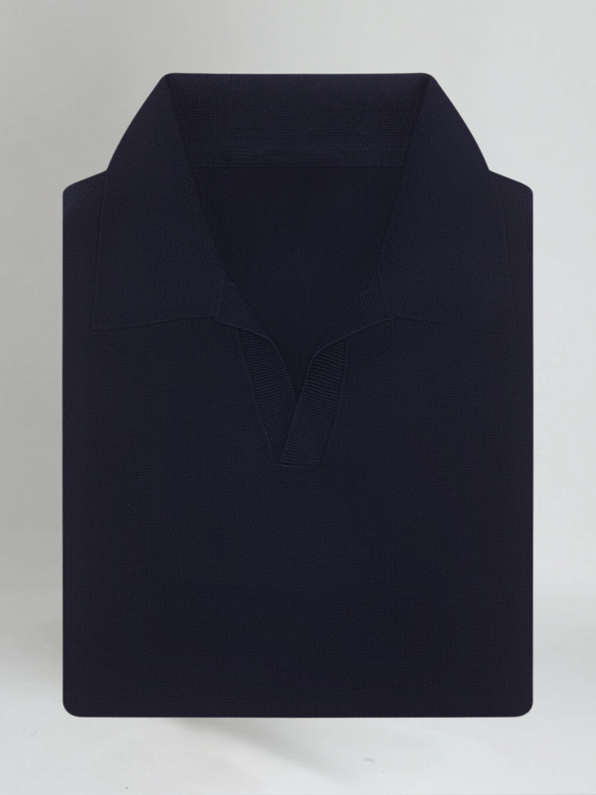 Buttonless Polo Shirt - Navy Blue