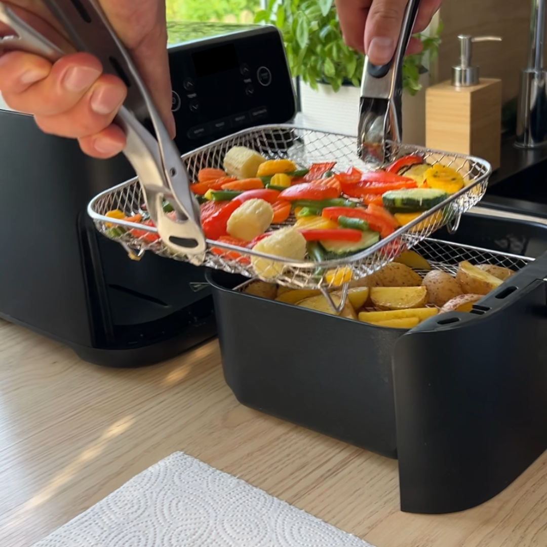 Multi-layered Baskets for Air Fryers with 2 Free Heat-Resistant Tongs
