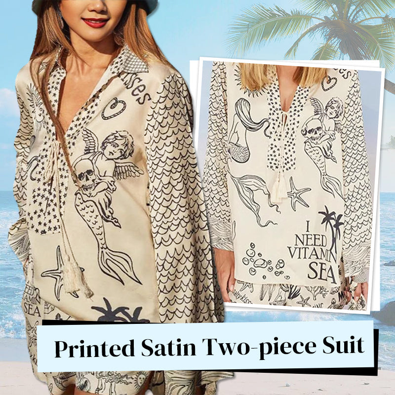 Rochella™ – Satin Set with Unique Print and Fringe Details