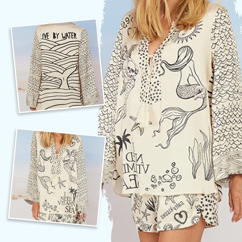 Rochella™ – Satin Set with Unique Print and Fringe Details