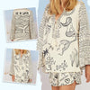 Rochella™ – Satin Set with Unique Print and Fringe Details